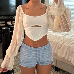 White urban sheer sleeve blouse